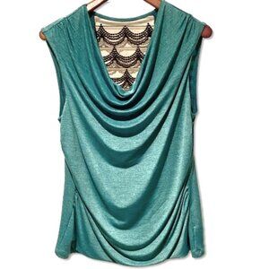 ALYX Drape Front Lace Back Sleeveless Blouse Top XL